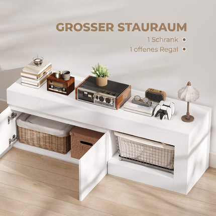 White TV Stand with Doors and Shelf for 60-Inch TVs