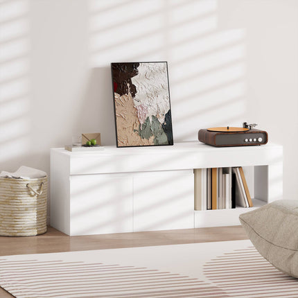 White TV Stand with Doors and Shelf for 60-Inch TVs