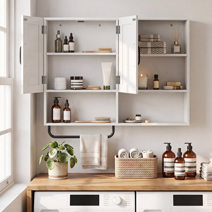 White Wall-Mounted Bathroom Cabinet with Adjustable Shelves