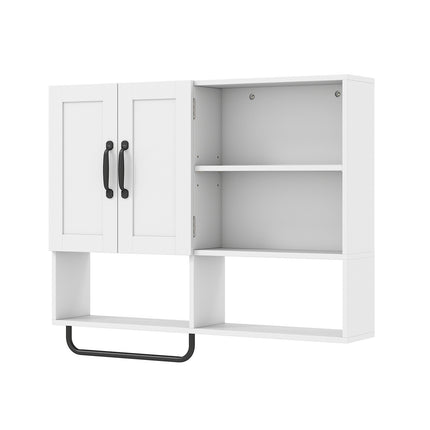 White Wall-Mounted Bathroom Cabinet with Adjustable Shelves