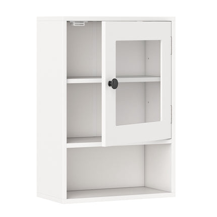 White Wall-Mounted Bathroom Cabinet with Glass Door
