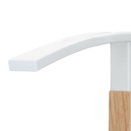 White Wood and Metal Valet Suit Stand