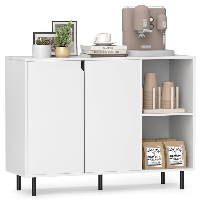 Weißes Sideboard aus Holz mit verstellbaren Einlegeböden und Türen