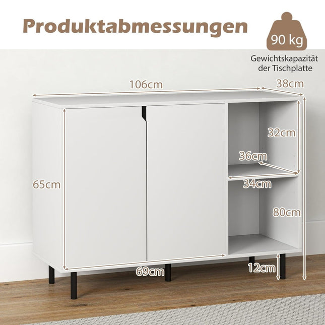 Weißes Sideboard aus Holz mit verstellbaren Einlegeböden und Türen