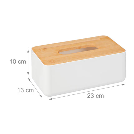 Box na kapesníky s bambusovým víkem, bílý