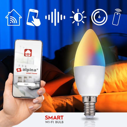WiFi chytrá LED žárovka E14 RGBW 4.9W 470 lm