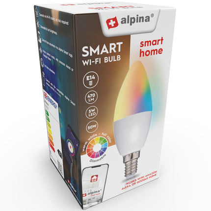 WiFi chytrá LED žárovka E14 RGBW 4.9W 470 lm