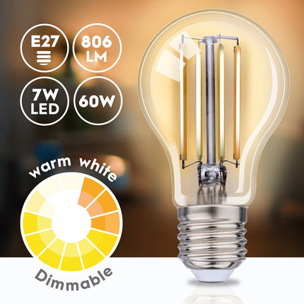 WiFi chytrá LED žárovka E27 Filament teplá bílá 7W 806 lm