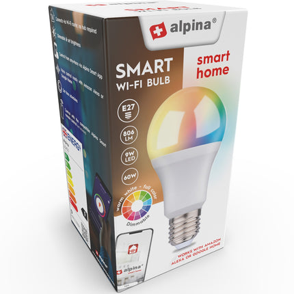 WiFi chytrá LED žárovka E27 RGBW 9W 806 lm