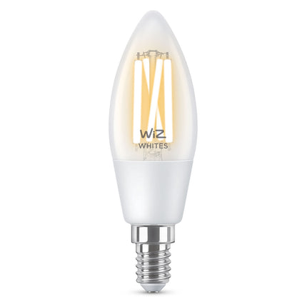 WiFi chytrá LED žárovka E14 svíčka 40W Filament, teplá-studená bílá