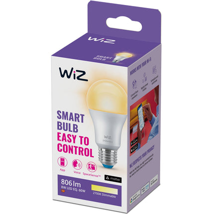 WiFi chytrá LED žárovka E27 Normal 60W 806lm stmívatelná teplá bílá