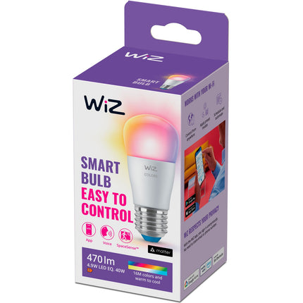 WiFi chytrá LED žárovka E27 P45 40W 470lm, barevná
