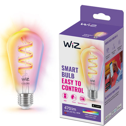WiFi chytrá LED žárovka E27 ST64 40W Filament, barevná + teplá-studená bílá, 470lm