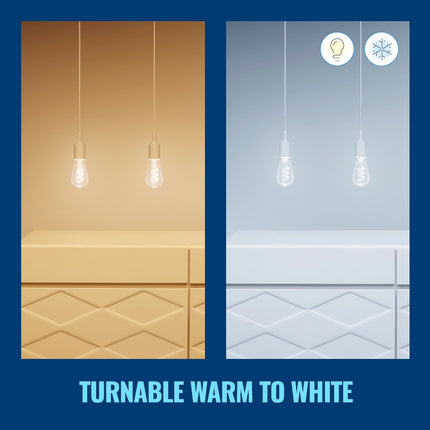 WiFi chytrá LED žárovka E27 ST64 40W Filament, barevná + teplá-studená bílá, 470lm
