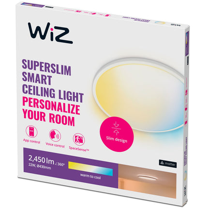 WiFi stropní svítidlo SuperSlim Ø430 22W 2450lm teplá-studená bílá