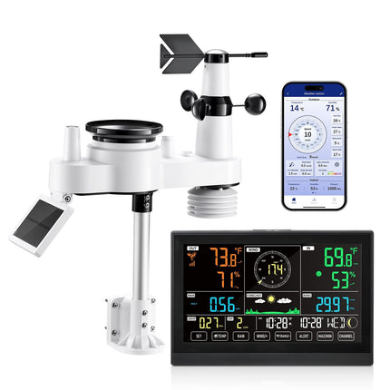 Wi-Fi Weather Station with App, 7-in-1 Solar Sensor