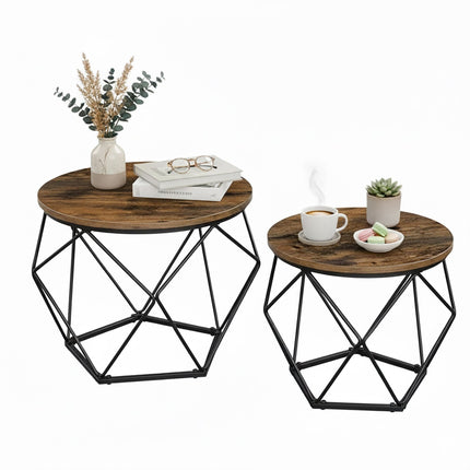 Korbtische, 2er-Set, abnehmbare Tablettplatten