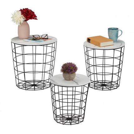 Korbtisch 3er Set Marmor