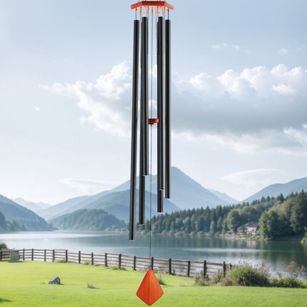 Wind Chimes, 60-Inch Outdoor Deep Tone, 6 Tubes, Black