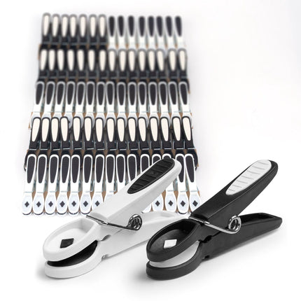 Windproof Soft-Grip Clothes Pegs, 75 Pack, Black/White