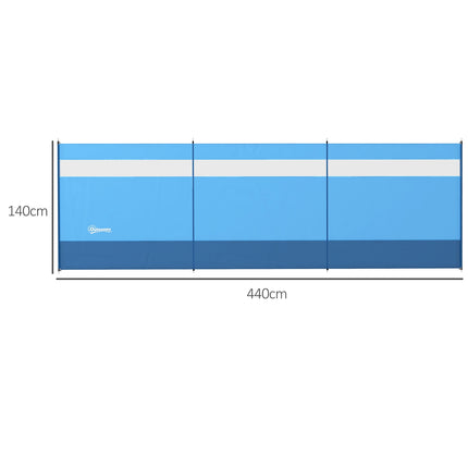 Skládací zástěna proti větru s průhledným okénkem, 440x140cm, modrá