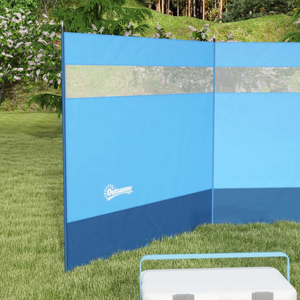 Skládací zástěna proti větru s průhledným okénkem, 440x140cm, modrá
