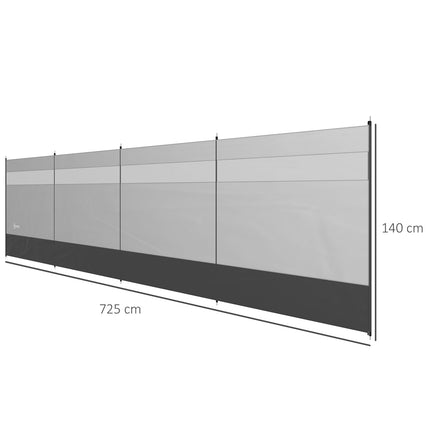 Skládací zástěna proti větru s průhledným okénkem, 725x140 cm