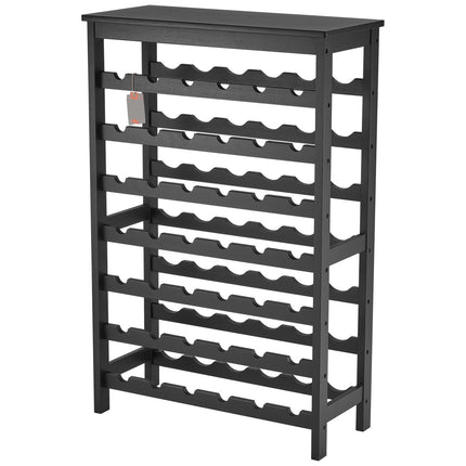 Wine Rack, 42-Bottle 7-Tier Bamboo Freestanding, Black
