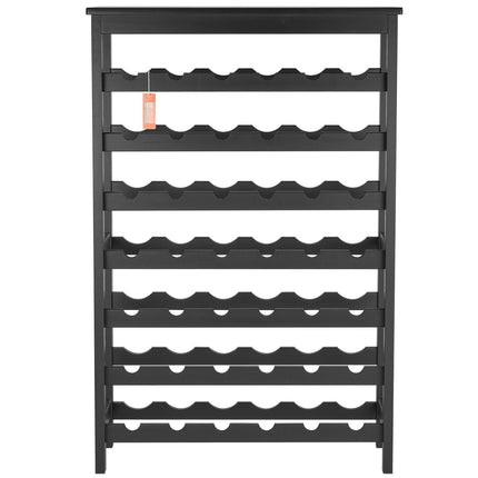 Wine Rack, 42-Bottle 7-Tier Bamboo Freestanding, Black