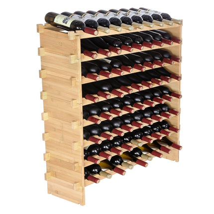 Wine Rack, 72-Bottle Bamboo Stackable 8-Tier
