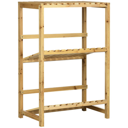 Wine rack with 2 shelves - Stand in natural wood outdoors
