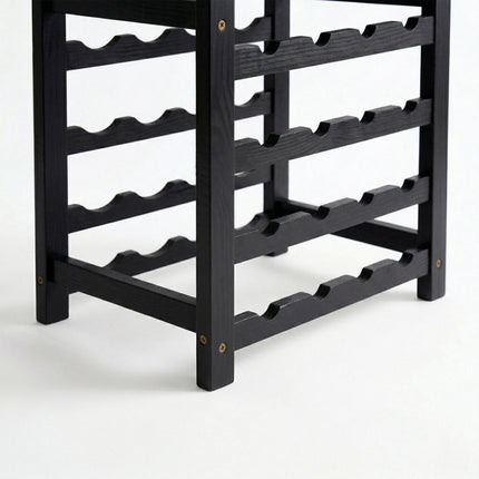 Wine Rack, Walnut Wood, Holds 28 Bottles, Horizontal Storage