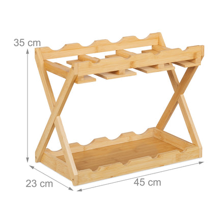 Stojan na víno s držákem na sklenice pro 8 lahví
