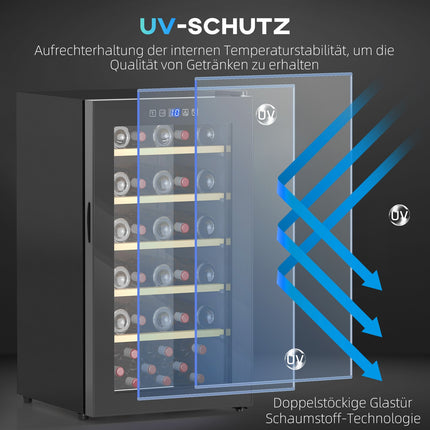 Wine fridge 41 bottles, LED light, touch screen