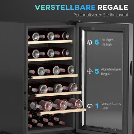 Wine fridge 41 bottles, LED light, touch screen