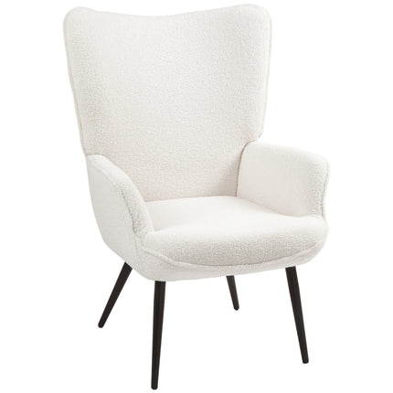 Lounge Wing Chair, Padded with armrests, Creme White