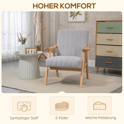 Čalouněné křeslo ušák se vzhledem sametu, skandinávský design, šedá