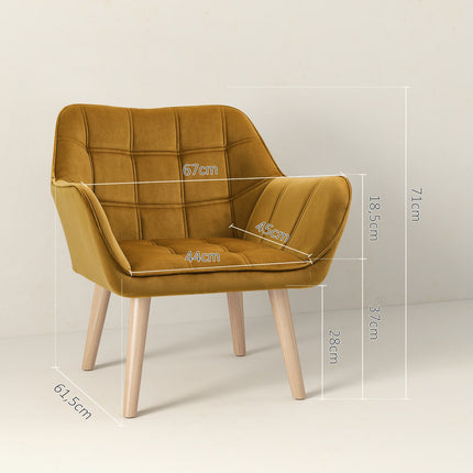 Skandinávský sametový ušák – 67x61.5x71 cm, žlutý