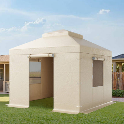 Winter Gazebo Cover 10x10 ft, PE, Sidewalls with Windows