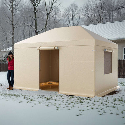 Winter Gazebo Cover 10x14 Ft Hardtop, PE With Windows