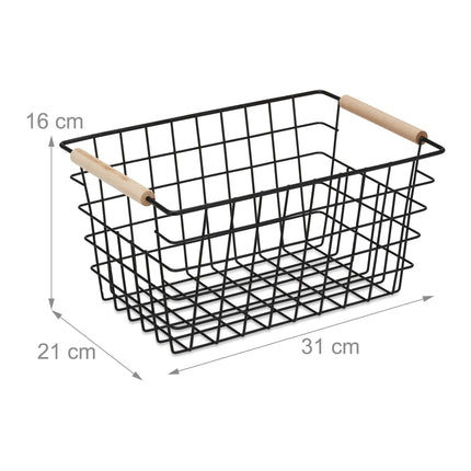 Drátěný košík s dřevěnou rukojetí