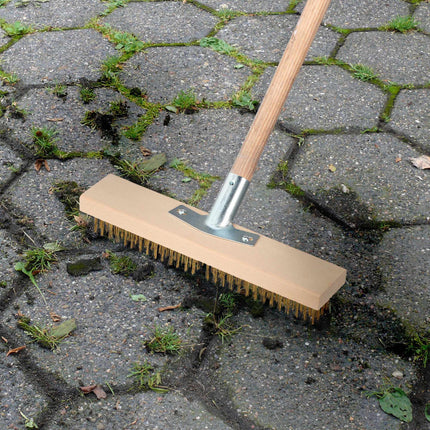 Wire broom with steel brush in set of 2