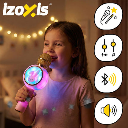 Bezdrátový Bluetooth karaoke mikrofon pro děti, růžový