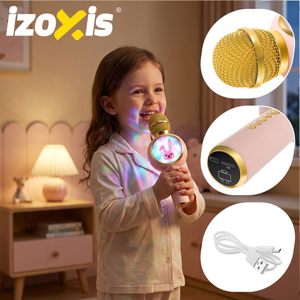 Bezdrátový Bluetooth karaoke mikrofon pro děti, růžový