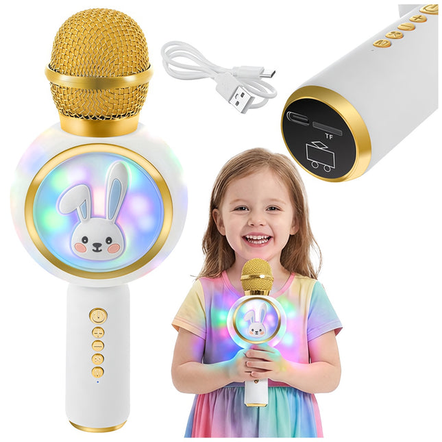 Draadloze Bluetooth karaokemicrofoon voor kinderen, wit