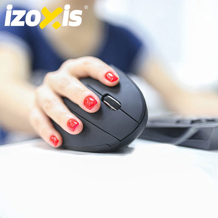 Bezdrátová ergonomická vertikální myš, USB, 6 tlačítek