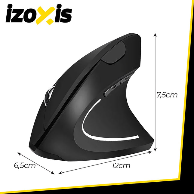 Bezdrátová ergonomická vertikální myš, USB, 6 tlačítek