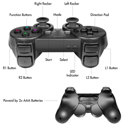 Bezdrátový gamepad 2.4 GHz, černý – kompatibilní s PC a Android
