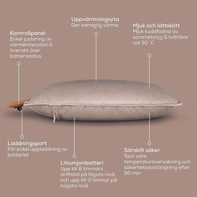Bezdrátová vyhřívací podložka, komfort, kouřově šedohnědá