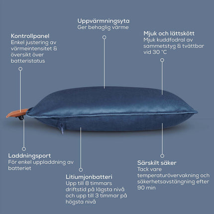Bezdrátová vyhřívací podložka – obsidiánově modrá, komfortní design